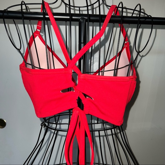 Shade and Shore Lace up Red Bikini Top - Picture 2 of 4